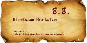 Birnbaum Bertalan névjegykártya
